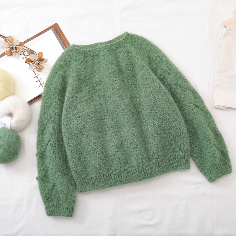 毛兒手作 降紗女士套頭毛衣材料包 棒針手工毛線編織DIY制作 風(fēng)影